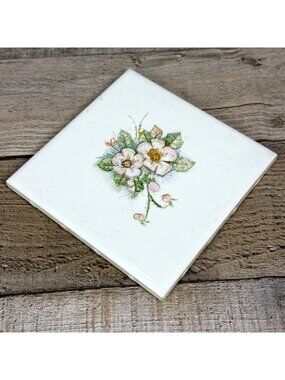 VTG 1979 Franciscan Pink Desert Rose Ceramic Tile Trivet Japan Floral Coaster